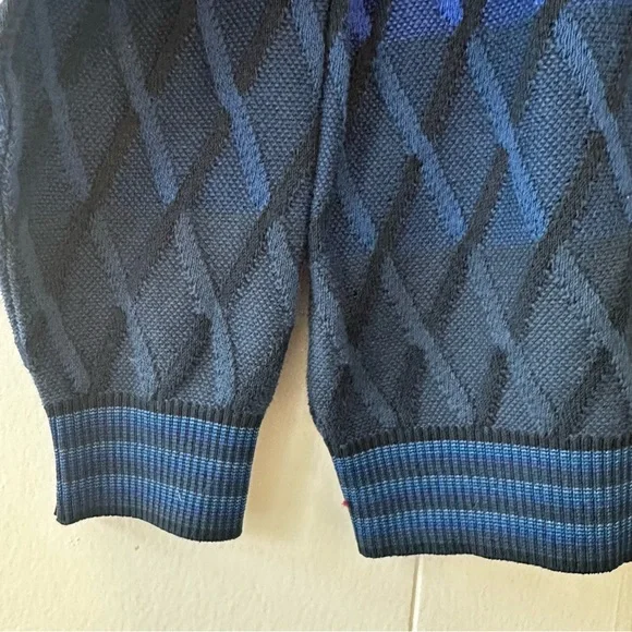 Vintage St. Croix Knits Sweater M diamondjacquard black blue 80s 90s Y2K